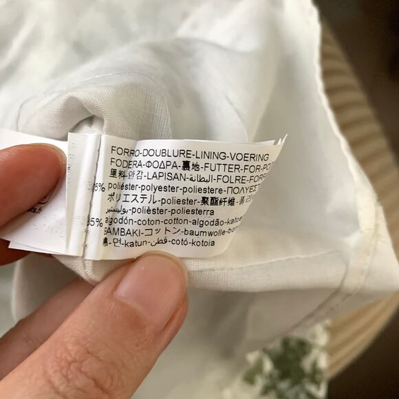 Zara V-neck Embroidered Eyelet Belted Mini Dress in White Green Floral - Picture 15 of 16